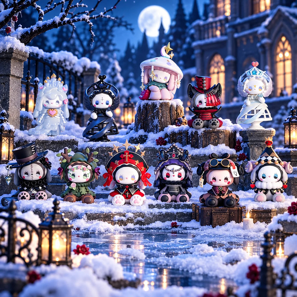 EMMA Secret Forest Frostveil Villa Blind Box in winterlicher Szene