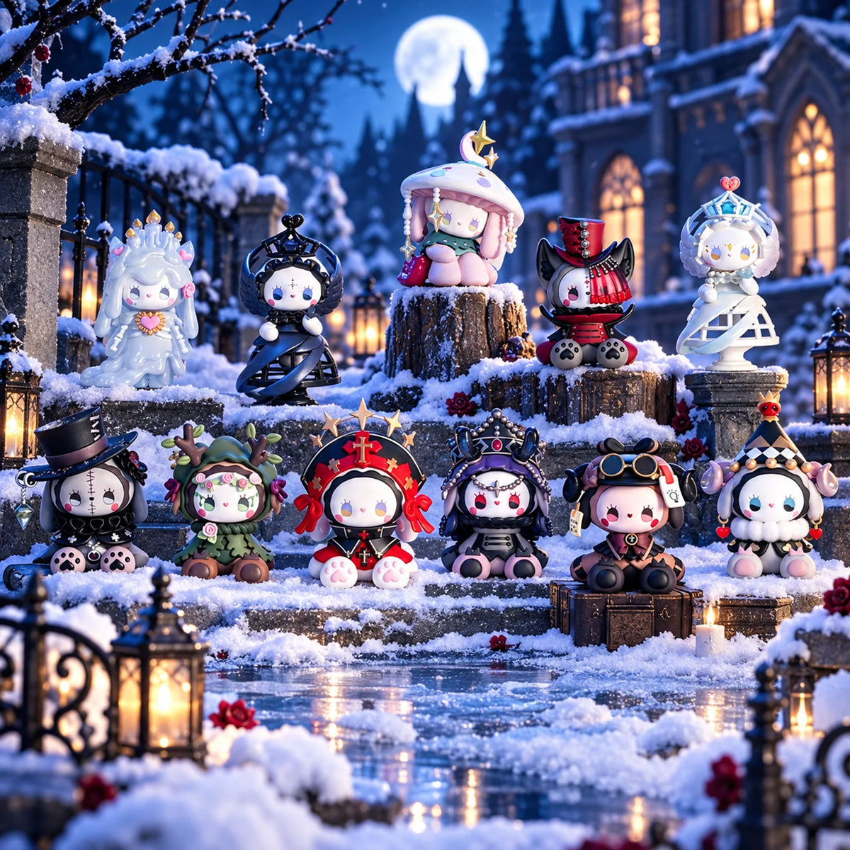 EMMA Secret Forest Frostveil Villa Blind Box in winterlicher Szene