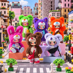 Rebel Bear Find a Bag Serie als farbenfrohe Figurengruppe