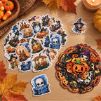 Halloween Sticker Sets mit Figuren Kürbissen und Fledermäusen