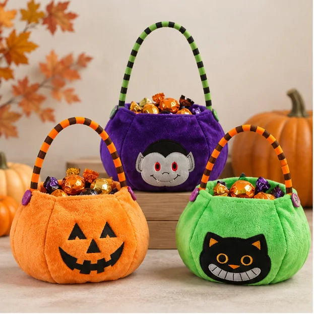 Halloween Süßigkeitentaschen mit Kürbis Geist und Katzenmotiv