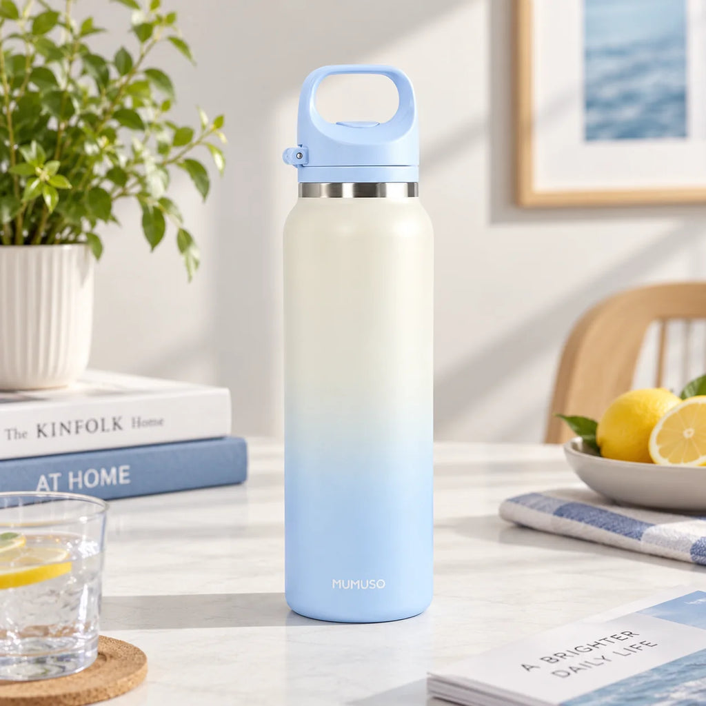 Macaron Isolierflasche in Blau mit 500 ml Fassungsvermögen