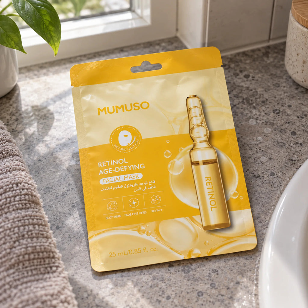 Detailansicht der Verpackung der Retinol Gesichtsmaske