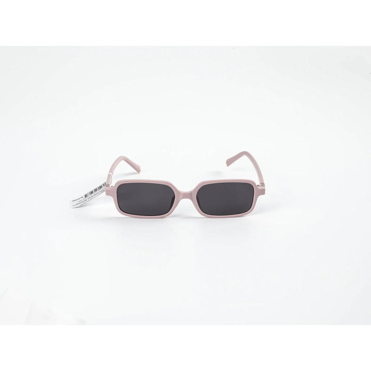 Rechteckige Sonnenbrille mit violettem Rahmen von vorn