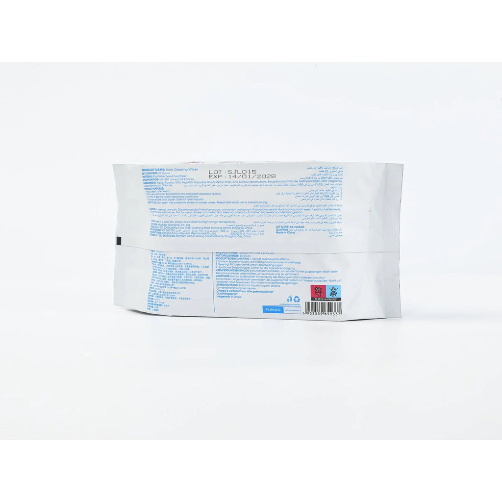 Toiletten Reinigungstücher Verpackung Rückseite