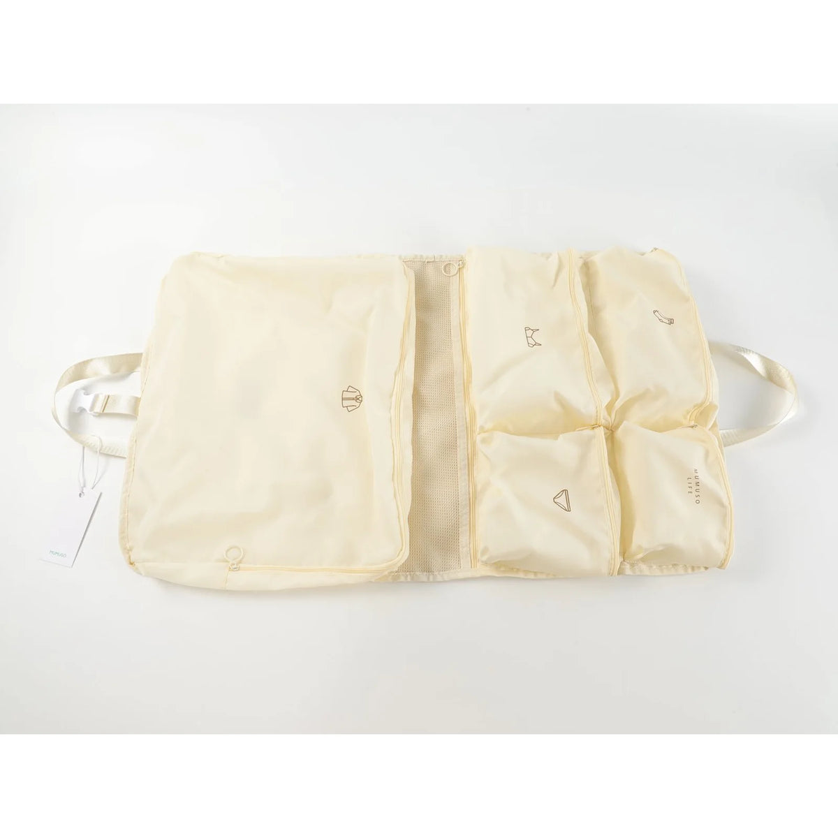 Reise Aufbewahrungstasche in Beige geöffnet