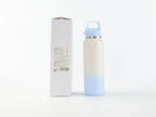 Macaron Isolierflasche in Blau mit Produktverpackung