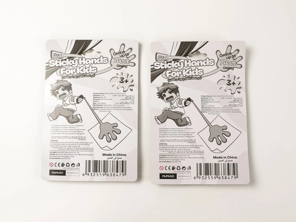 Klebrige Hände für Kinder Zweierpack Rückansicht