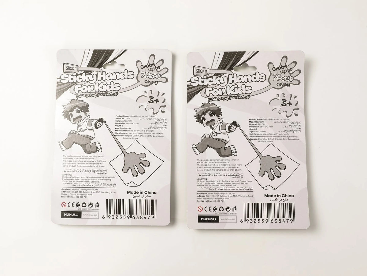 Klebrige Hände für Kinder Zweierpack Rückansicht