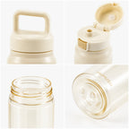 Macaron Trinkflasche in Beige mit Details zum Verschluss