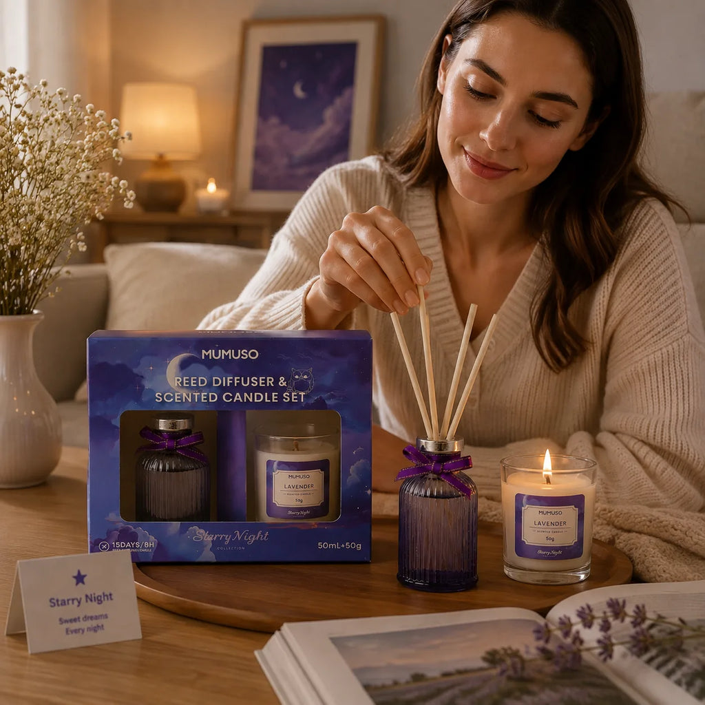 Anwendung des Starry-Night-Raumduft-Diffuser- und Duftkerzen-Sets