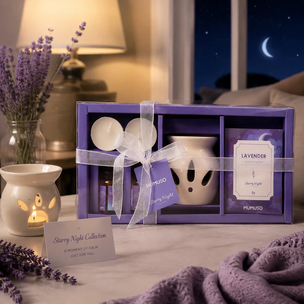 Starry-Night-Duftgeschenkset mit Lavendel in einer stimmungsvollen Abendszene