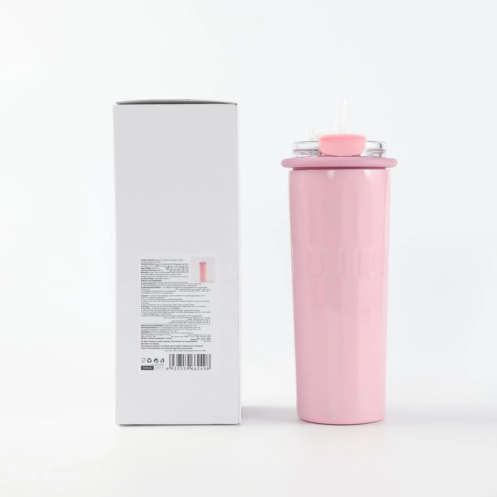Macaron Isolier Kaffeebecher 500 ml in Rosa quadratische Detailansicht