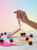 Perlen-Handykette mit Kirsch-Design für Smartphones (Pink)