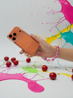 Perlen-Handykette mit Kirsch-Design für Smartphones (Pink)