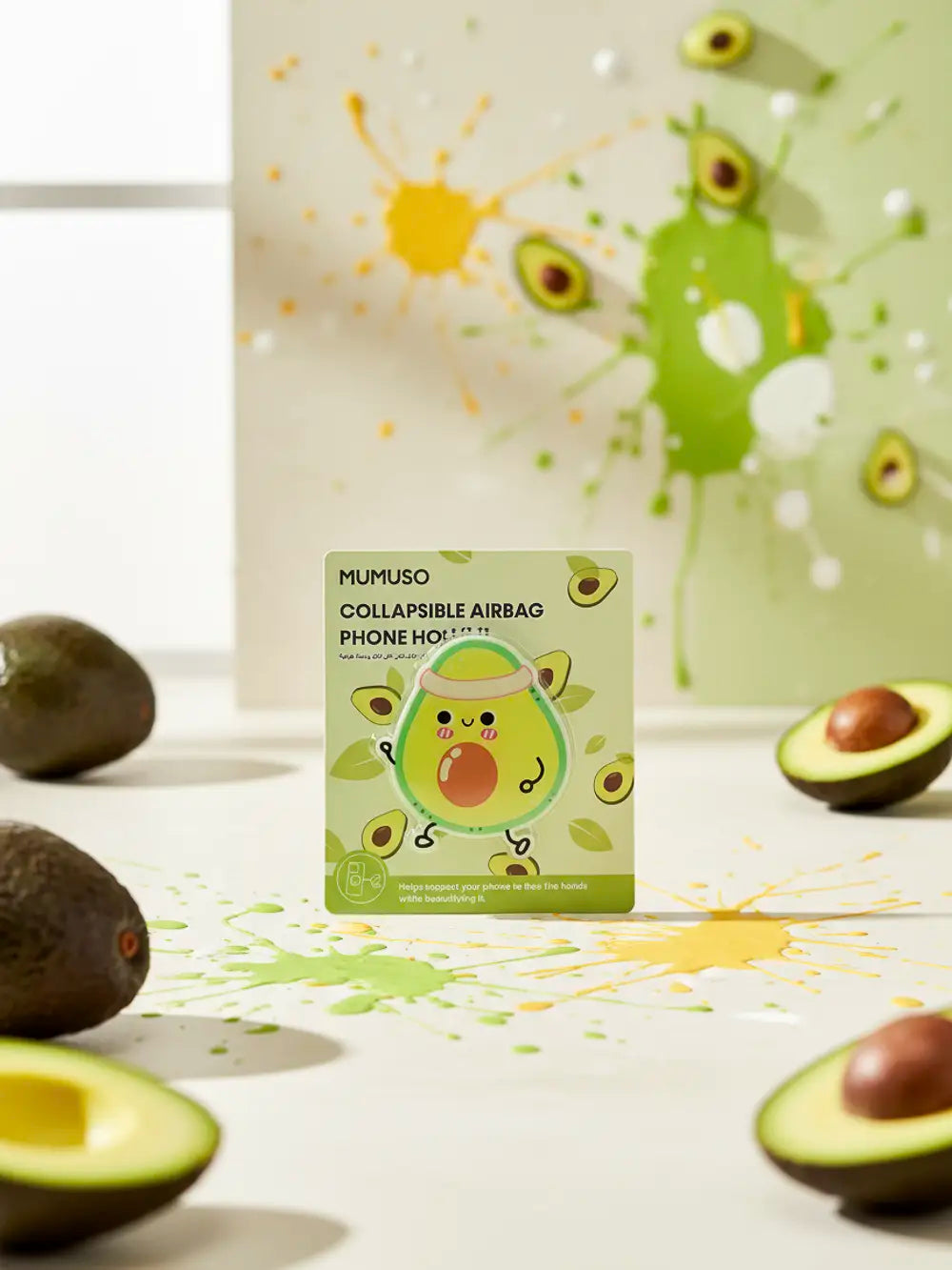 Ausziehbarer Handyhalter aus ABS mit Avocado-Design (Grün)