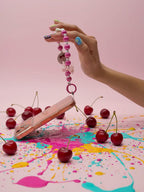 Perlen-Handykette mit Kirsch-Design für Smartphones (Pink)