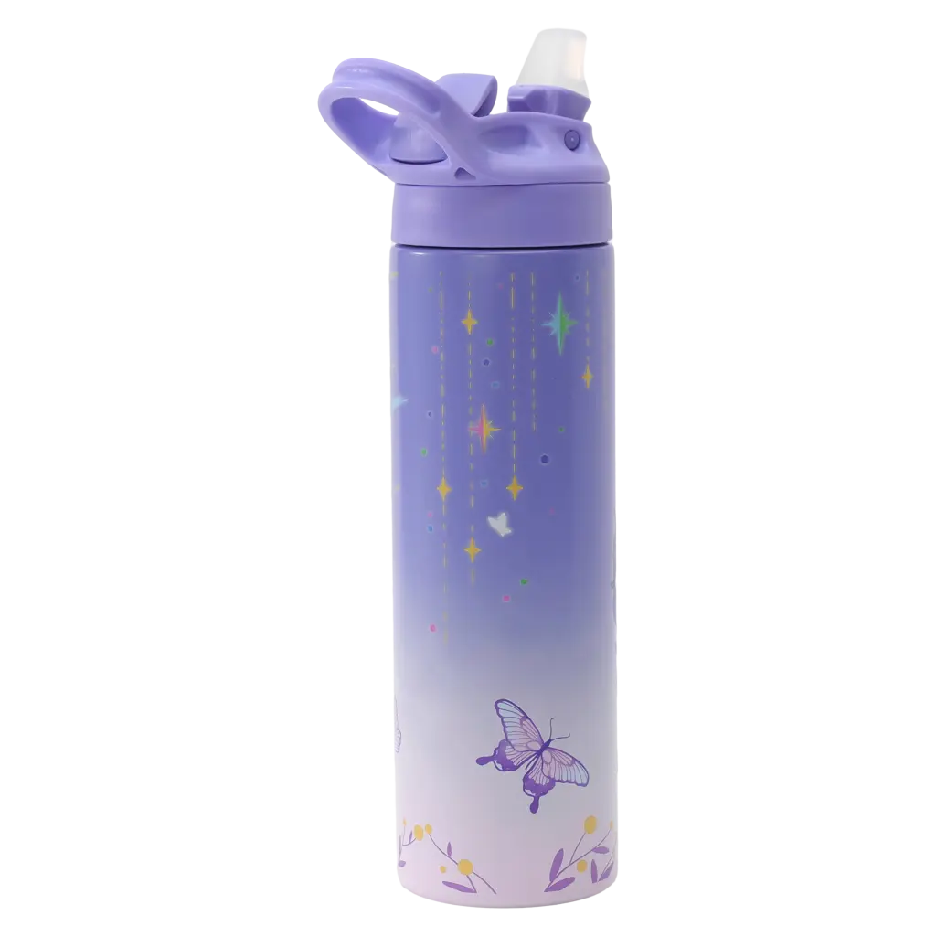 Isolierte Edelstahl-Trinkflasche mit Einhorn-Design, 500 ml (Lila)