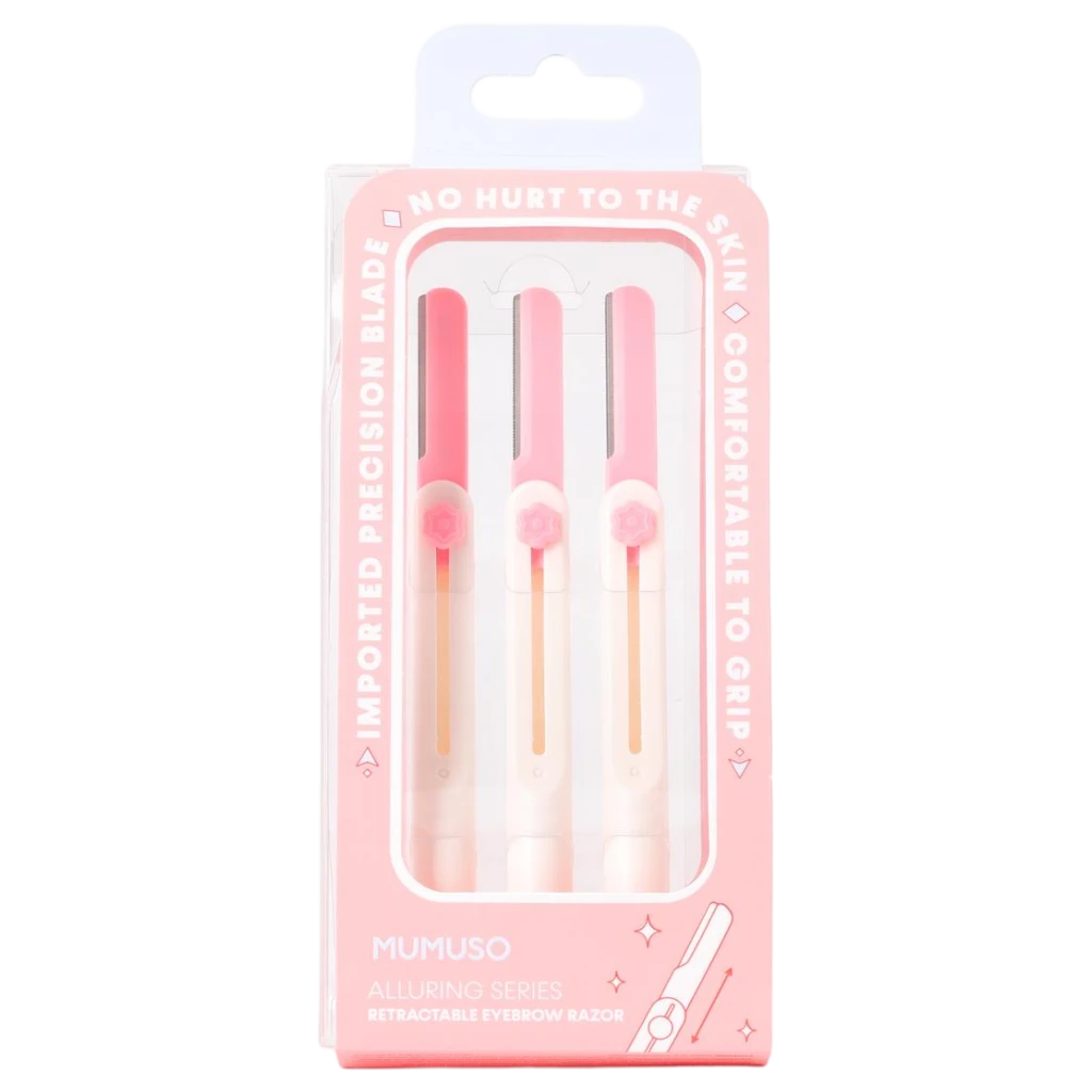 3er-Pack ausfahrbare Augenbrauenrasierer (Pink) mit präzisen Klingen