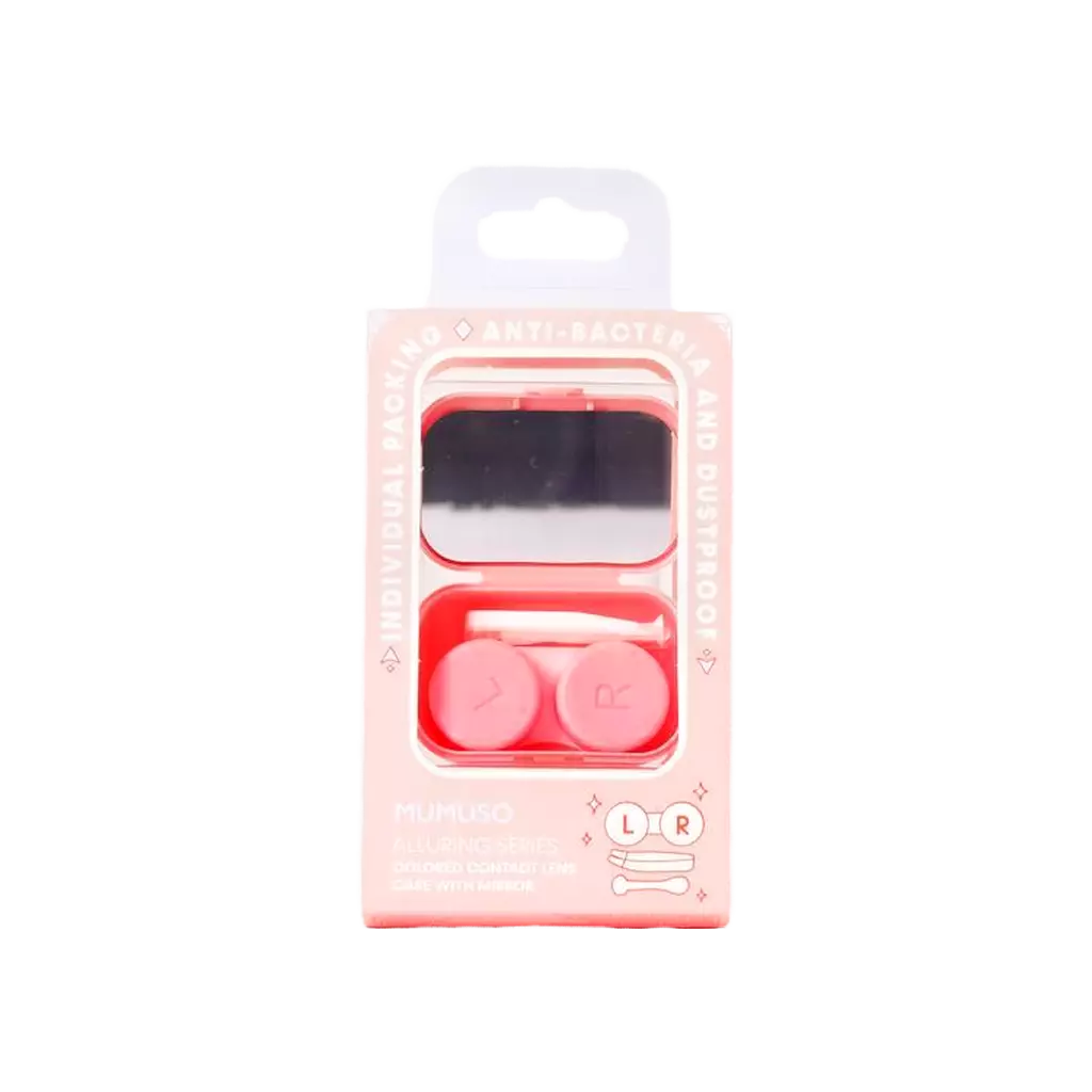 Farbige Kontaktlinsenbox mit Spiegel (Pink)