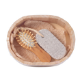 Badezubehör-Set mit Holz-Haarbürste und Bimsstein (Natur)