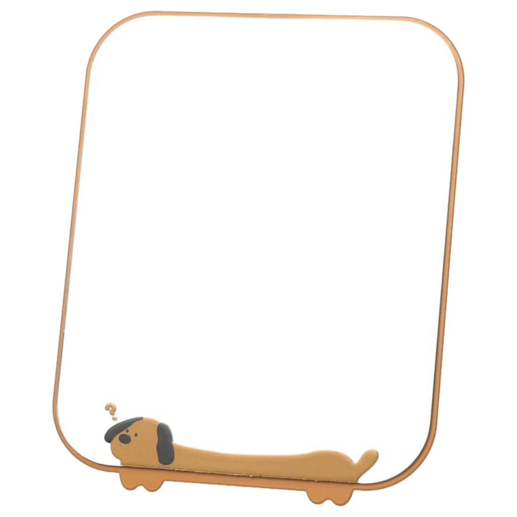 Tischspiegel mit Hund-Design, Standfuß (Braun)
