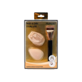 3-teiliges Make-up Pinsel &amp; Puder-Puff-Set für Foundation und Puder (Beige)