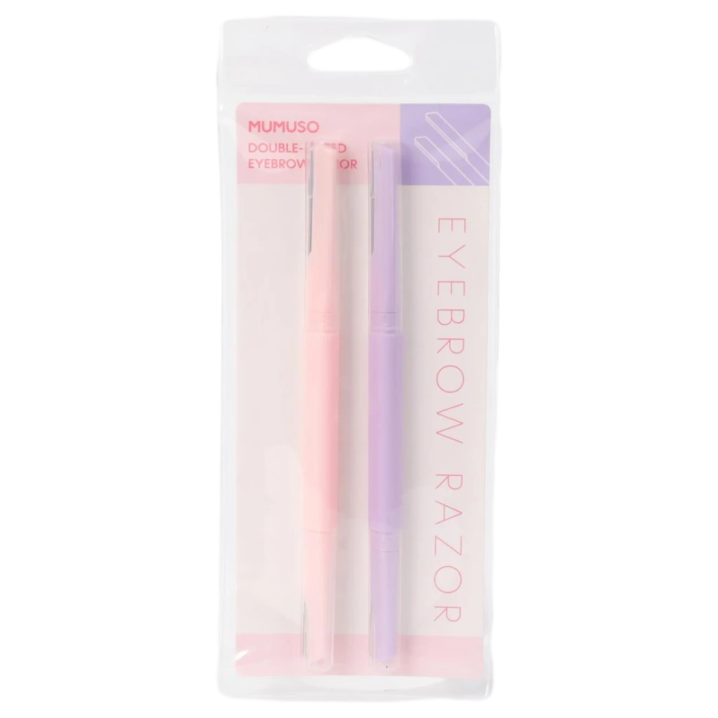 Doppelkopf Augenbrauenrasierer mit geradem Griff (Pink/Lila)