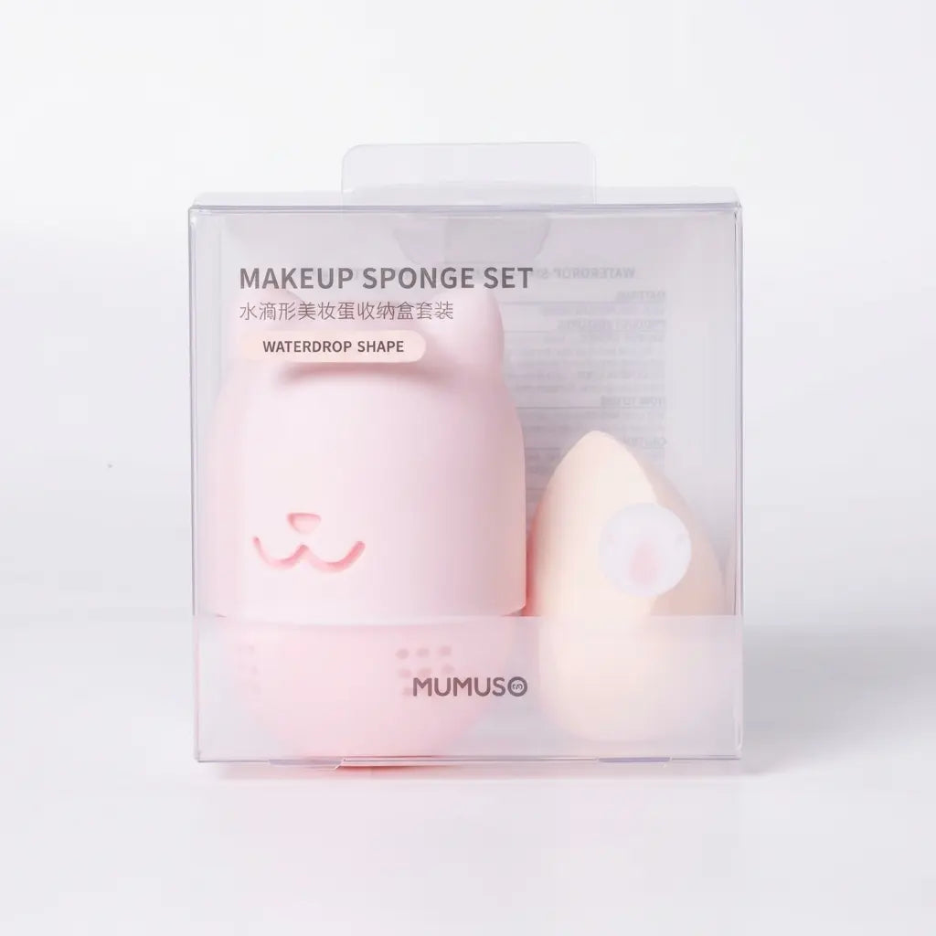 2-teiliges Make-up Schwämmchen-Set aus Silikon/Polyurethan (Rosa)