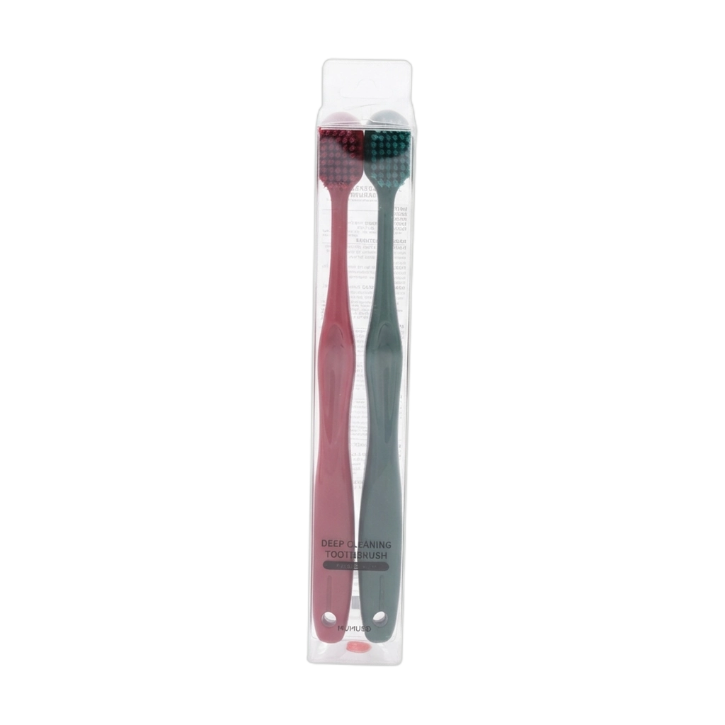2er-Set Zahnbürsten aus Kunststoff für gründliche Reinigung (Rosa/Dunkelgrün)