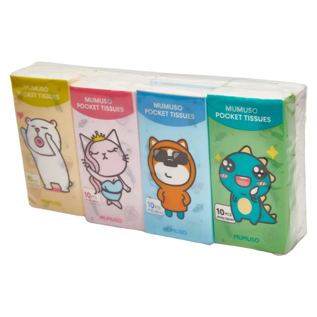 8er-Pack Taschentücher aus Naturzellstoff mit Tier-Design, 191,7 g (Creme/Blau/Rosa/Grün)