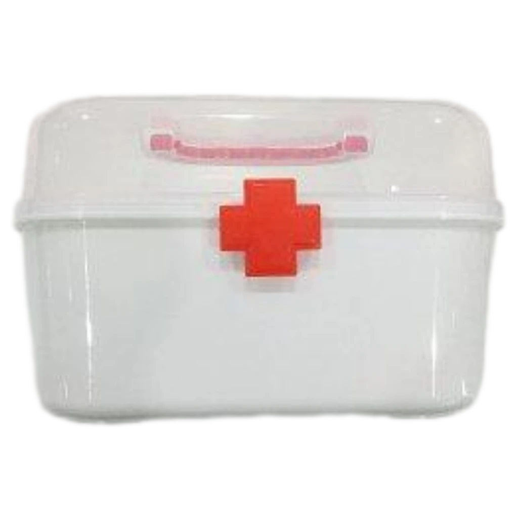 Medikamentenbox kompakt für Hausapotheke mit rotem Kreuz (Weiß)