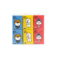 Feuchttücher aus natürlichem Zellstoff, Taschenformat mit Cartoon-Design (Pink/Gelb/Blau)