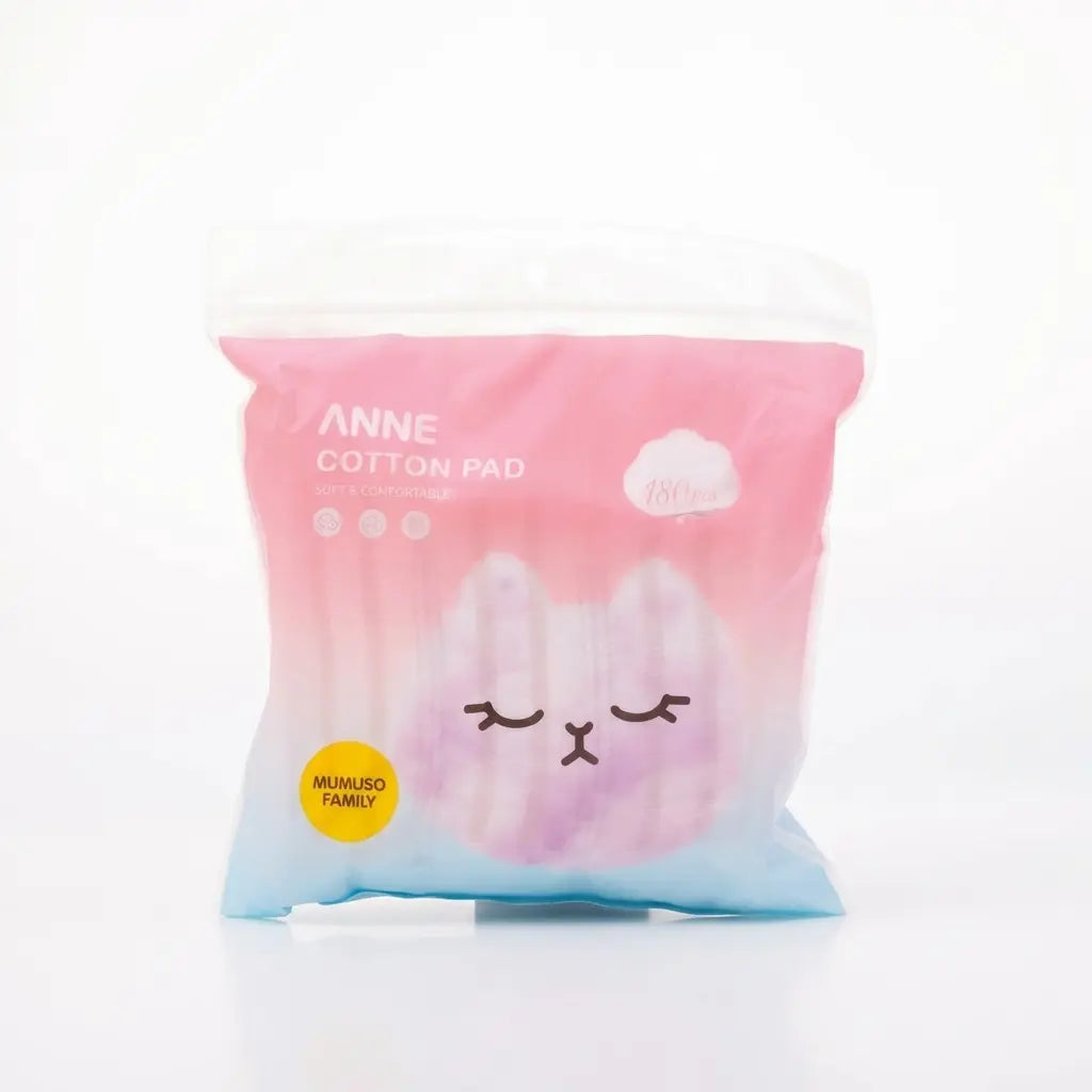180 Wattepads im Beutel mit Katzen-Design (Pink/Weiß/Hellblau)
