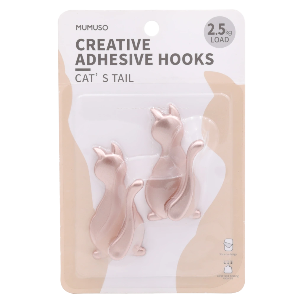 2-teiliges Set selbstklebende Wandhaken mit Katzen-Design (Roségold)