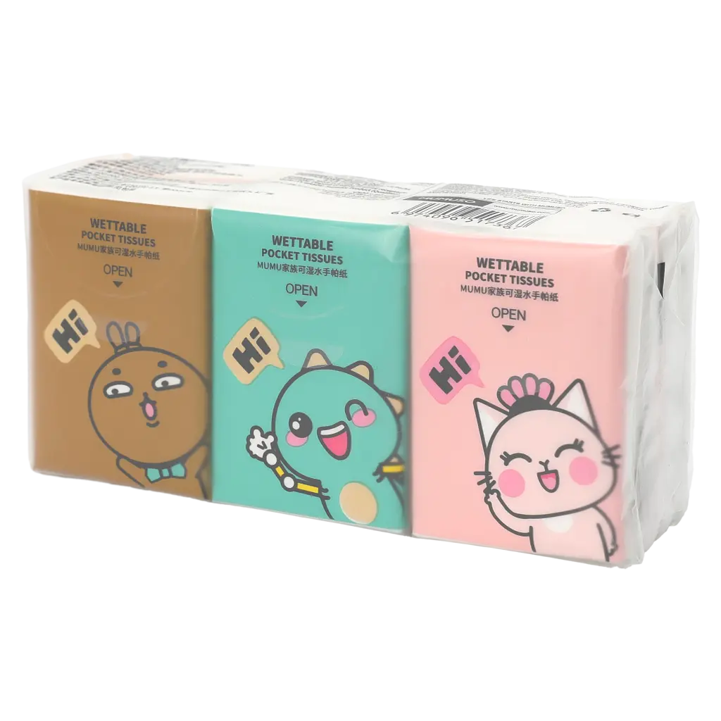 6er-Pack Taschenfeuchttücher aus natürlichem Zellstoff, kompakt (Braun/Türkis/Rosa/Weiß/Gelb/Orange)