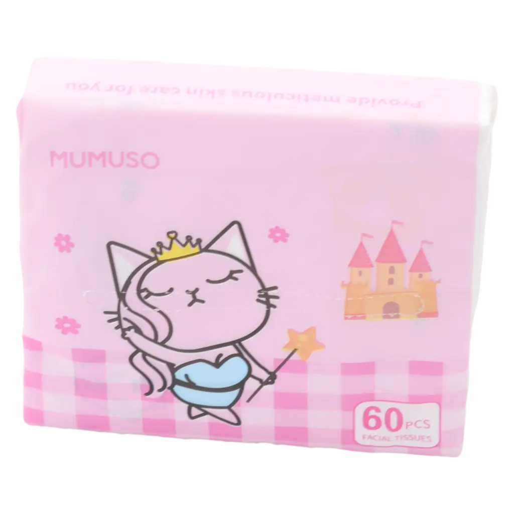 60 Stück Gesichtstücher aus Zellstoff mit Katzen-Design (Rosa)