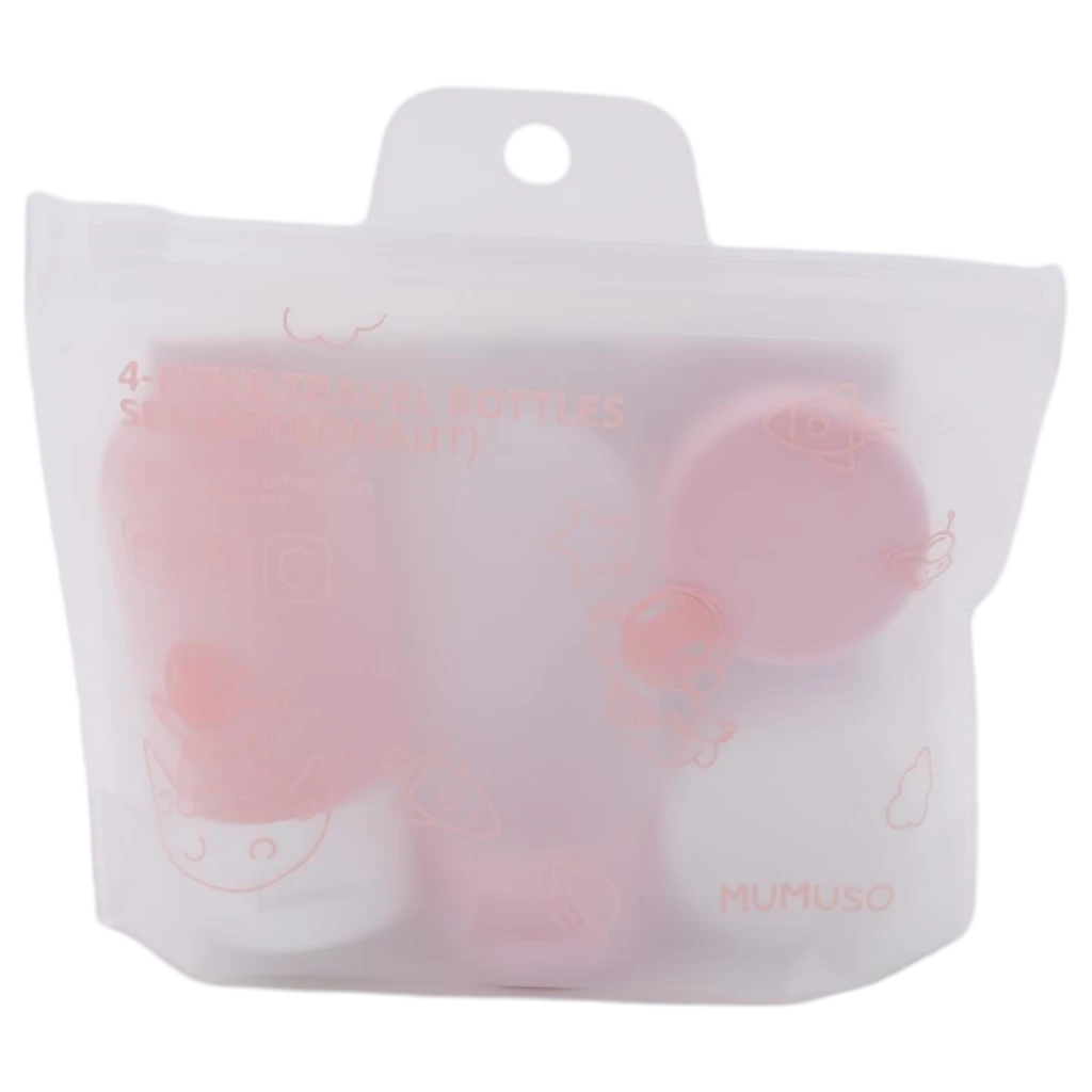 4-teiliges Reise-Flaschenset für Kosmetik, verschiedene Behälter (Rosa/Weiß)
