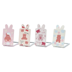 Klappbarer Taschenspiegel aus Polyurethan und Glas mit Kaninchen-Design (Beige/Rosa/Hellblau/Grau)