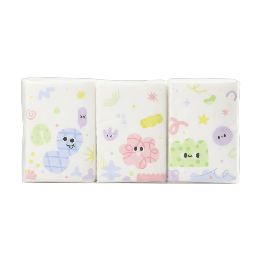6er-Pack Taschentücher aus natürlichem Zellstoff (Weiß/Rosa/Blau)