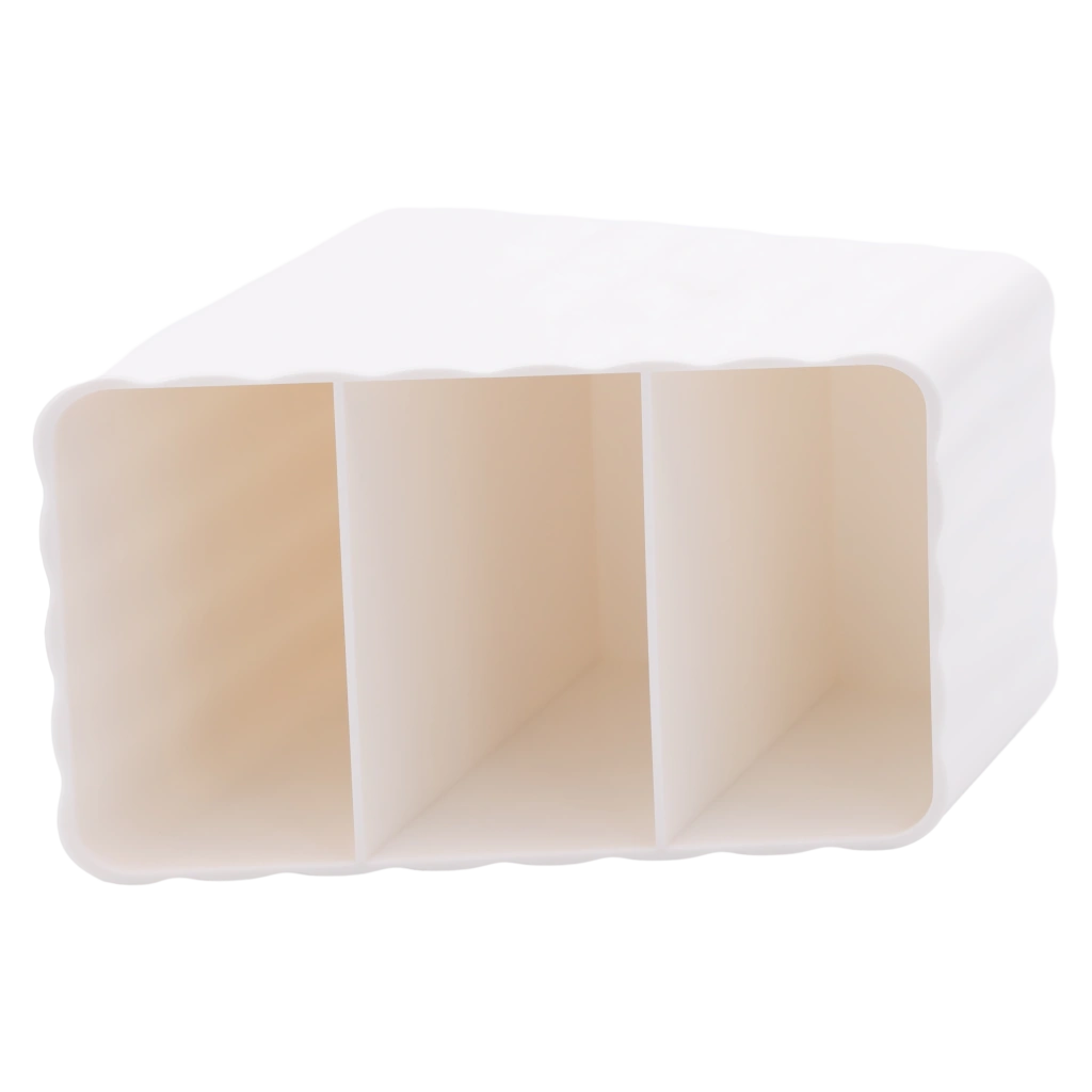 Aufbewahrungsbox aus Polystyrol mit 3 Fächern (Creme) für Schreibtisch, Bad oder Büro