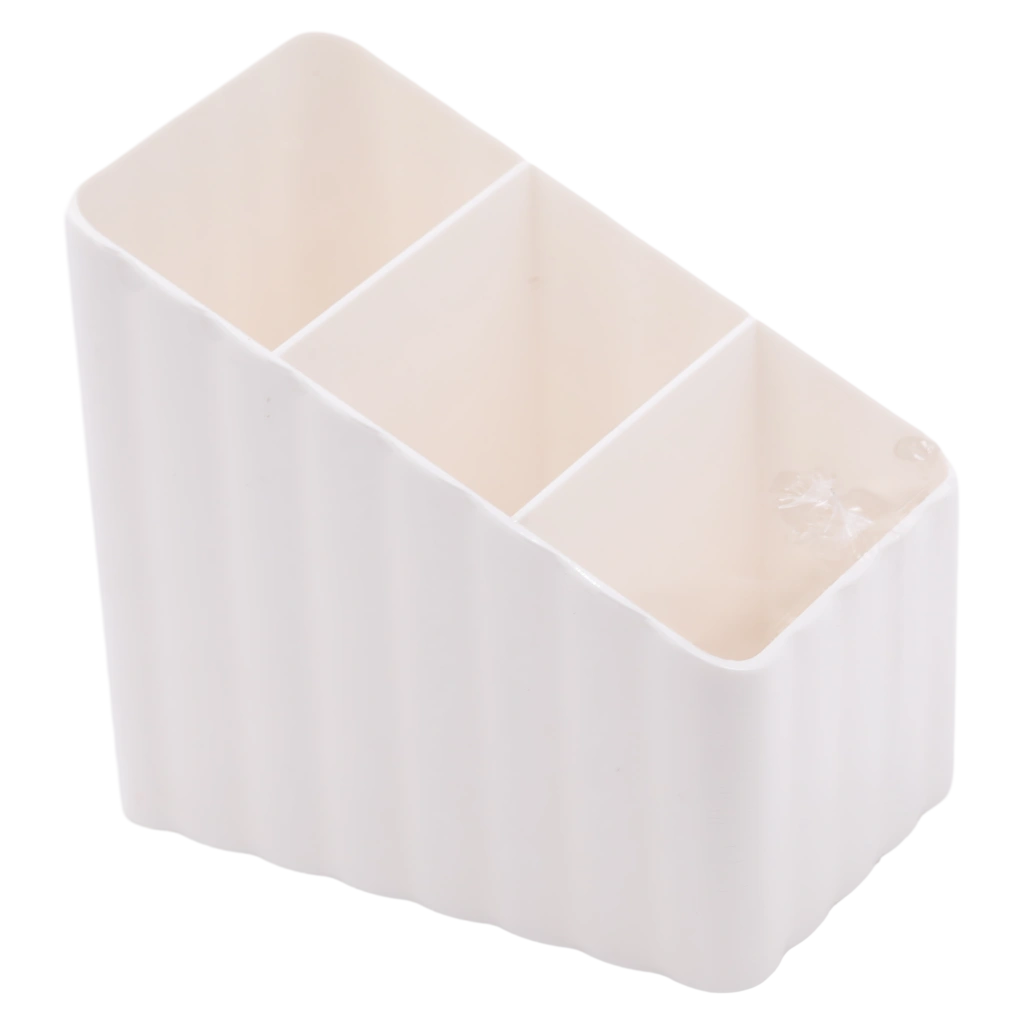 Aufbewahrungsbox aus Polystyrol mit 3 Fächern (Creme) für Schreibtisch, Bad oder Büro