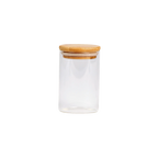 Vorratsglas rund aus Borosilikatglas mit Bambusdeckel, 290 ml (Transparent)