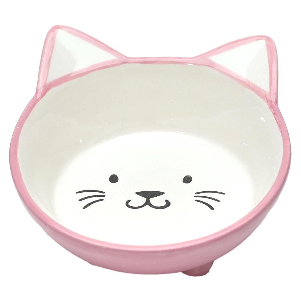 Keramik-Futterschale für Katzen mit Katzen-Design (Rosa)