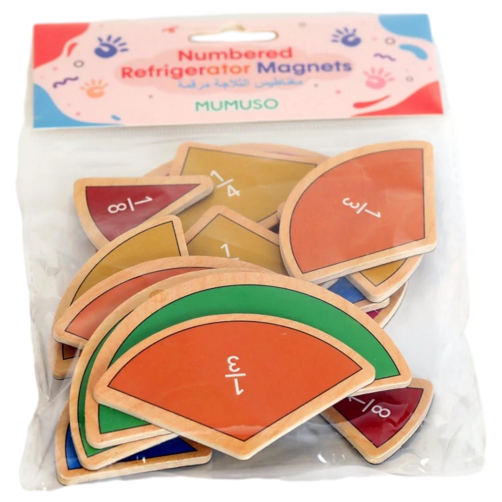 Nummerierte Kühlschrankmagnete aus Sperrholz mit Zahlen (Orange/Grün)