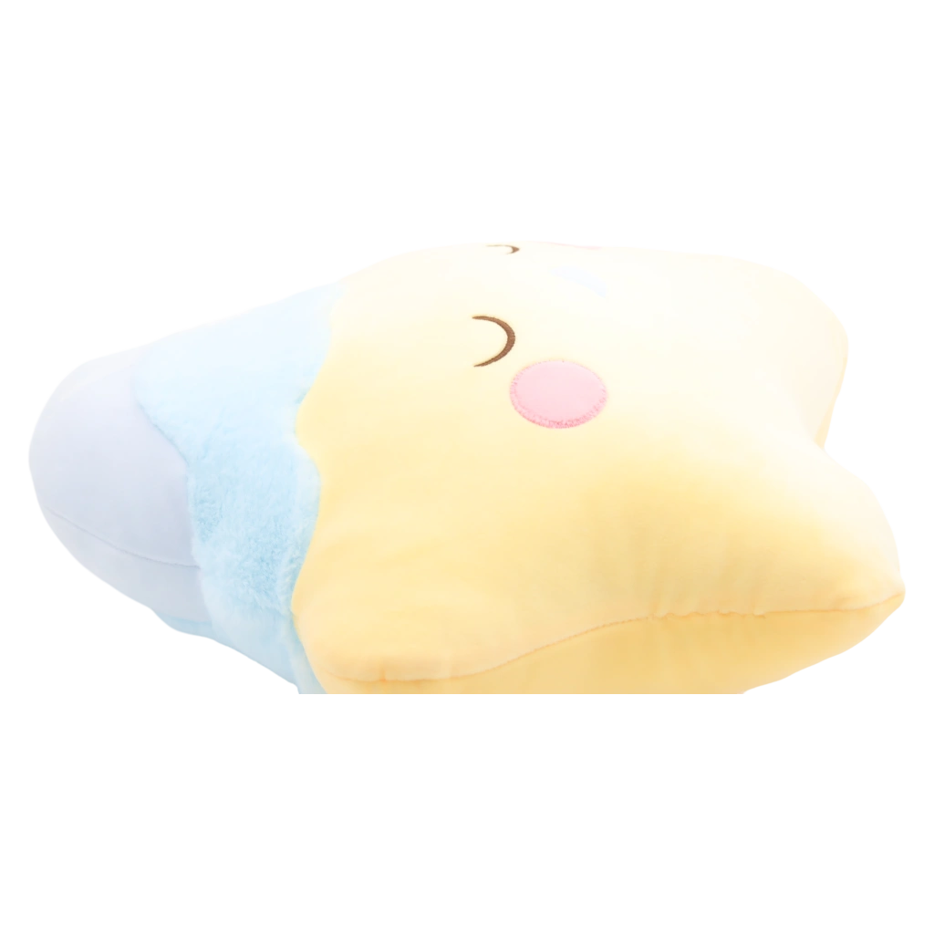 Kuschelkissen in Sternform mit Schlafmützen-Design (Gelb/Hellblau)