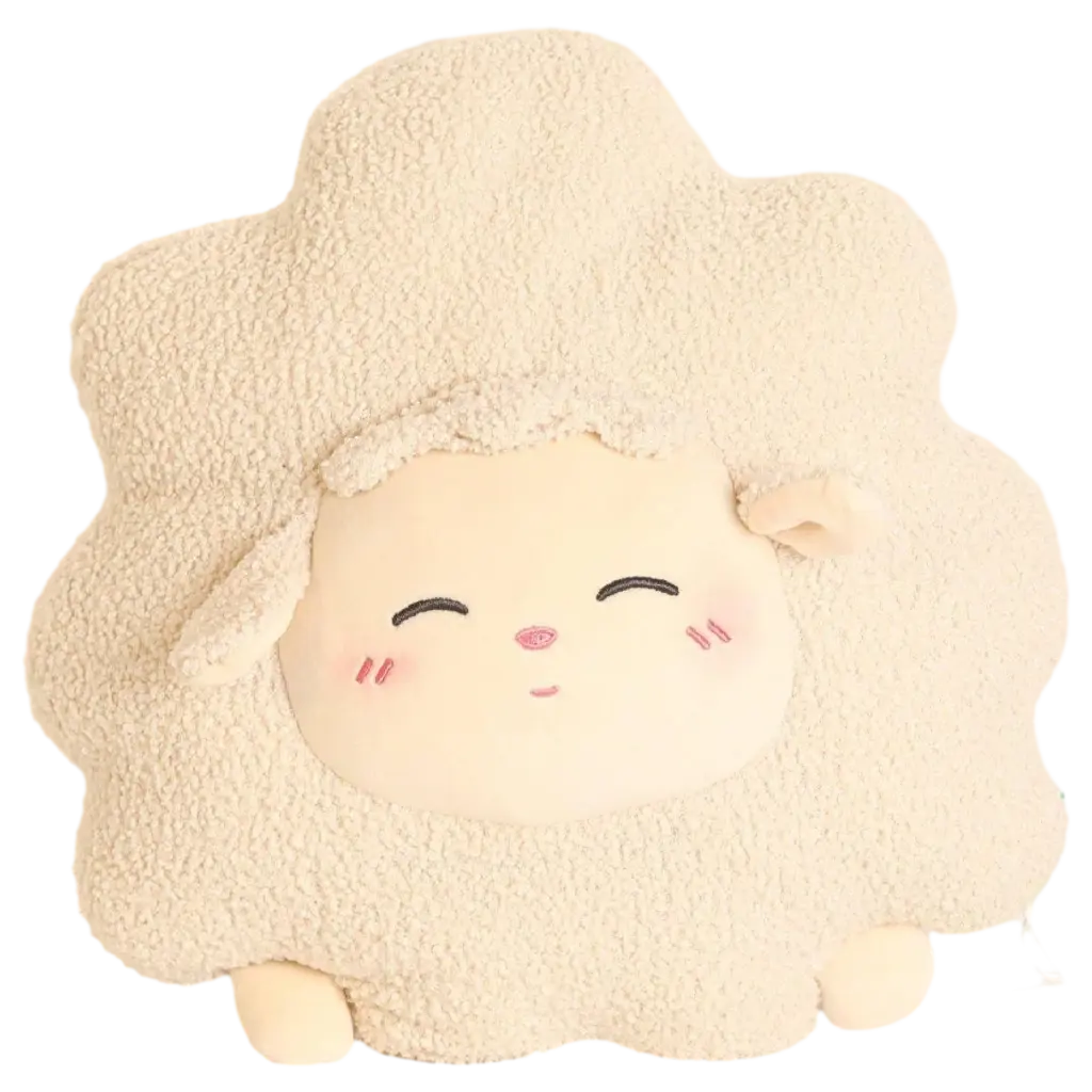 Kuschelkissen aus Polyester mit Schaf-Design, Plüsch-Obermaterial (Beige)