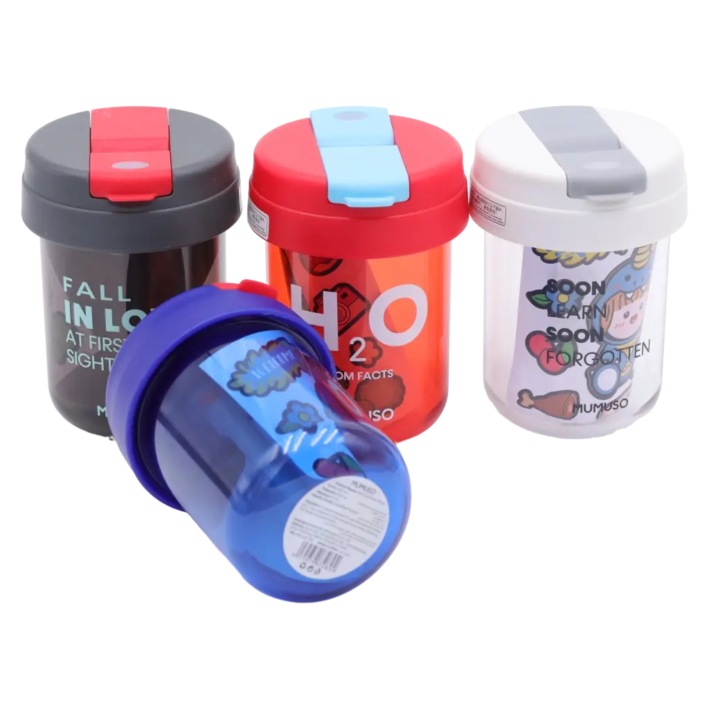 Mini Dual-Use Wasserflasche aus PP+PC, 300 ml (Schwarz/Rot/Blau/Weiß)