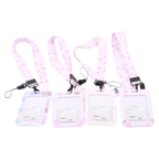 Ausweishalter mit Band und niedlichem Print (Rosa/Blau/Weiß/Braun)