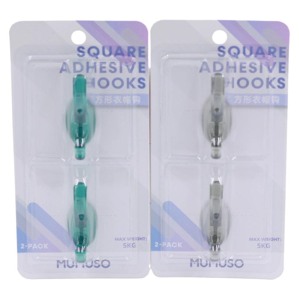 2-teiliges Set selbstklebende Wandhaken aus Kunststoff (Transparent/Grün)